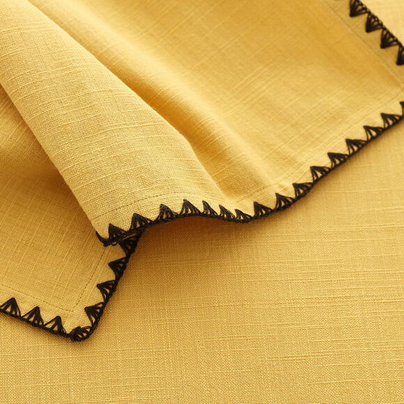 Nappe unie coton finition fantaisie (miel)