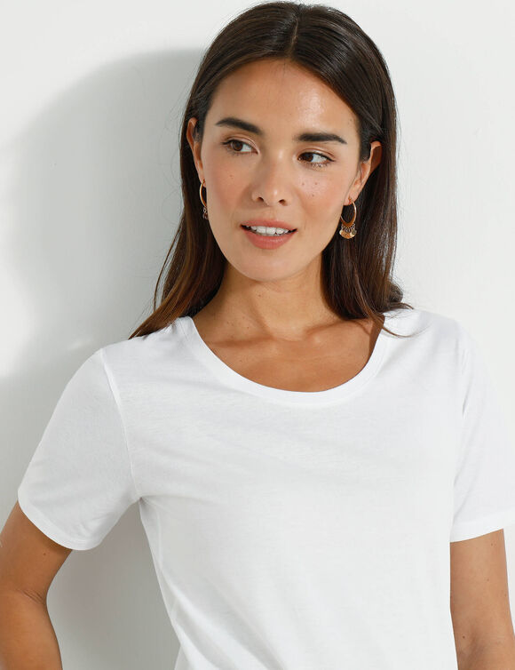 T-shirt met ronde hals en korte mouwen (wit)