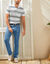 Jean coupe 5 poches extensible coton - entrej. 82 cm (bleached)