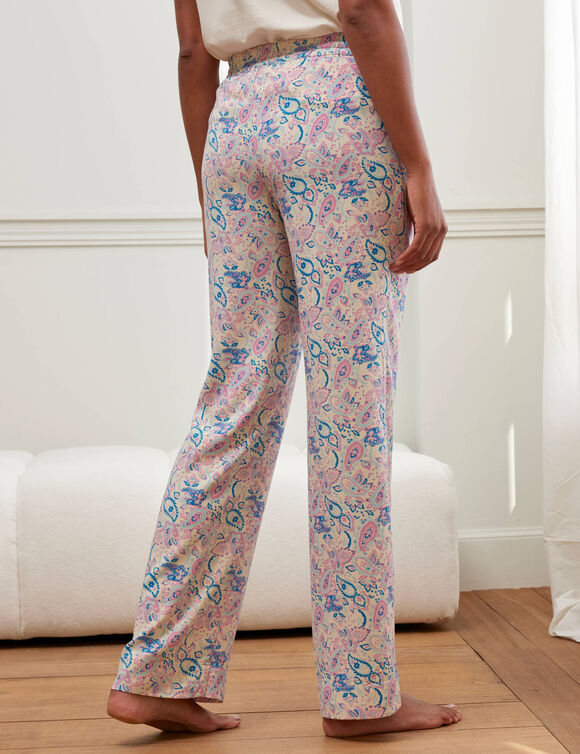 Pyjamabroek met kasjmierprint (ecru / roze)