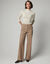 Ruime broek met gestikte plooien (beige)