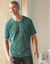 Pyjamashirt met geplaatste print en korte mouwen (donkergroen)