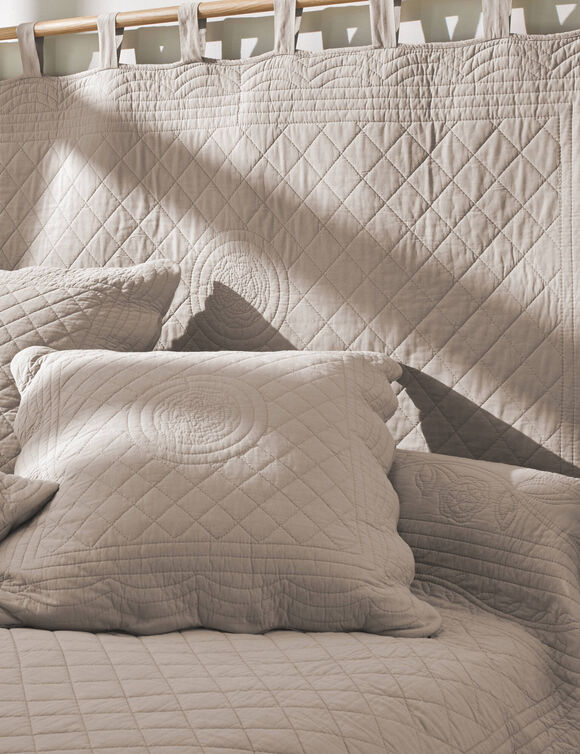 Tête de lit unie coton style boutis Cassandre (beige)