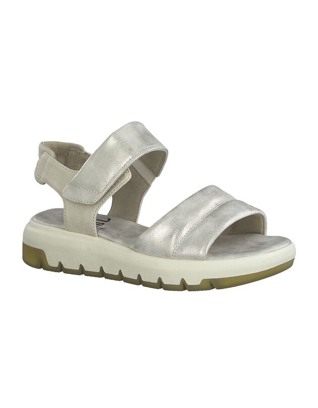 Ultracomfortabele, glanzende en gematelasseerde sandalen met sportlook (goudkleurig beige)