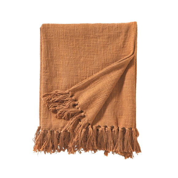 Plaid uni coton texturé (caramel)