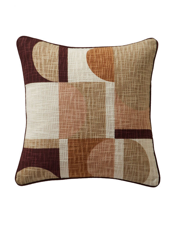 Coussin imprim&eacute; g&eacute;om&eacute;trique (taupe)