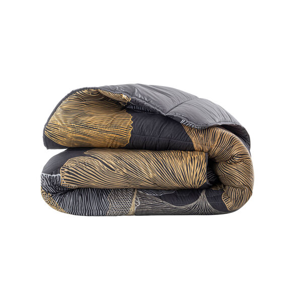 Couette polyester imprim&eacute;e Ginkgo 400 g/m&sup2; (noir)