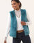 Mouwloos vest in imitatiebont (smaragd)