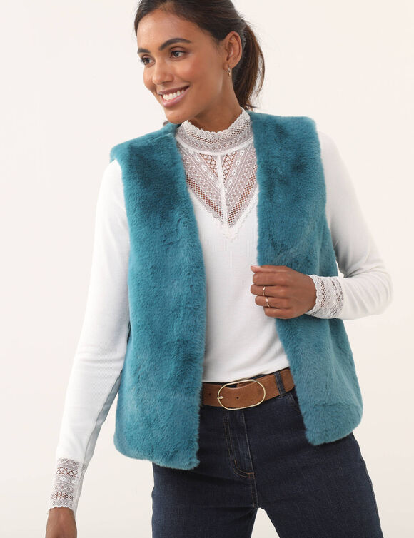 Veste sans manches en fausse fourrure  (émeraude)