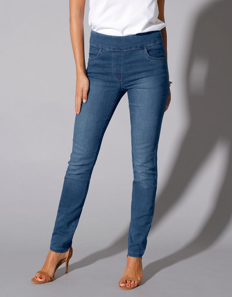 Jegging fuselé ultra stretch, maille effet jean (stone)