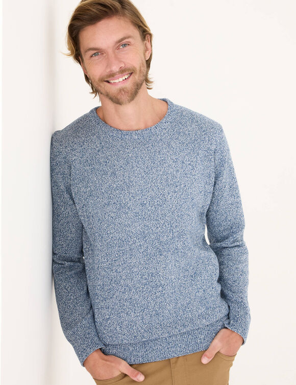 Pull coton moulin&eacute; col rond  (bleu moulin&eacute;)