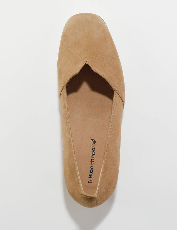 Leren ballerina's met sleehak (taupe)