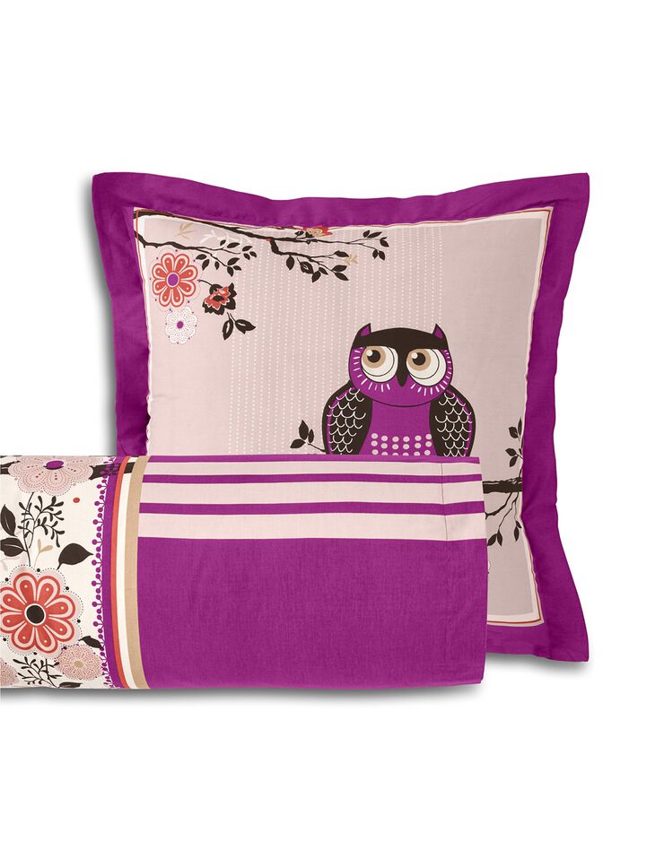 Linge de lit Chouette coton (prune)