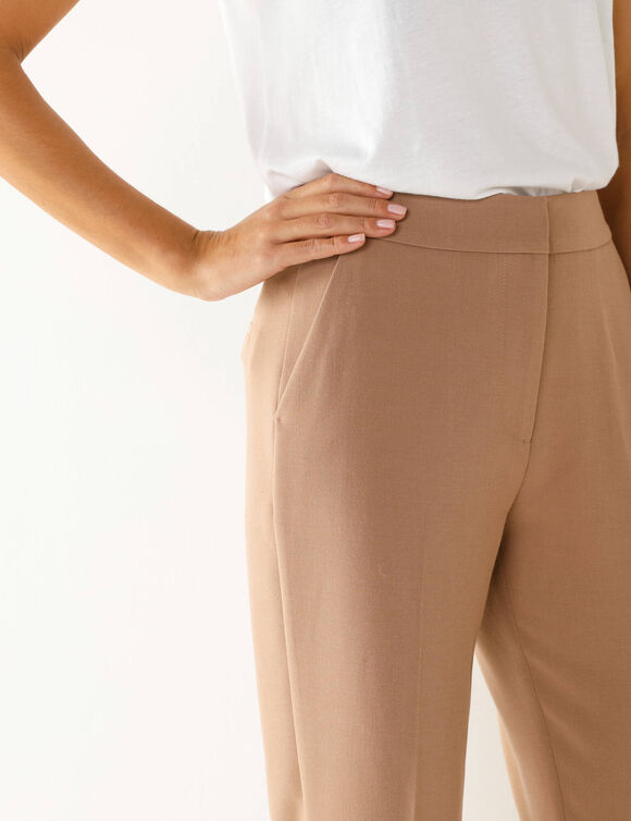 Pantalon 7/8ème coupe cigarette, uni (noisette)