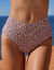 Hoge taille zwembroek met Tahona-bedrukking (beige / chocolade)
