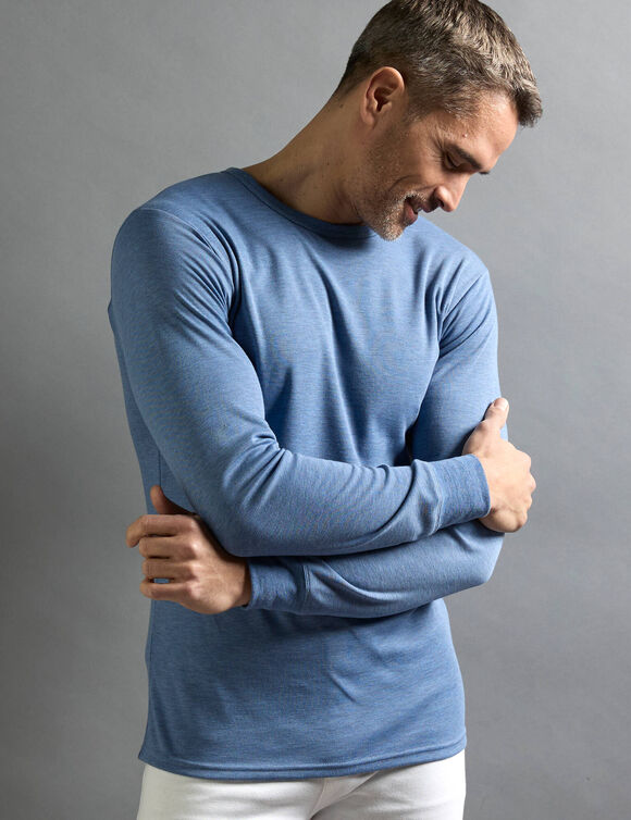 Ondershirt voor heren, met ronde hals en lange mouwen, intense warmte - set van 2 (jeans)