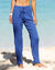 Effen soepele broek in crepon (blauw)