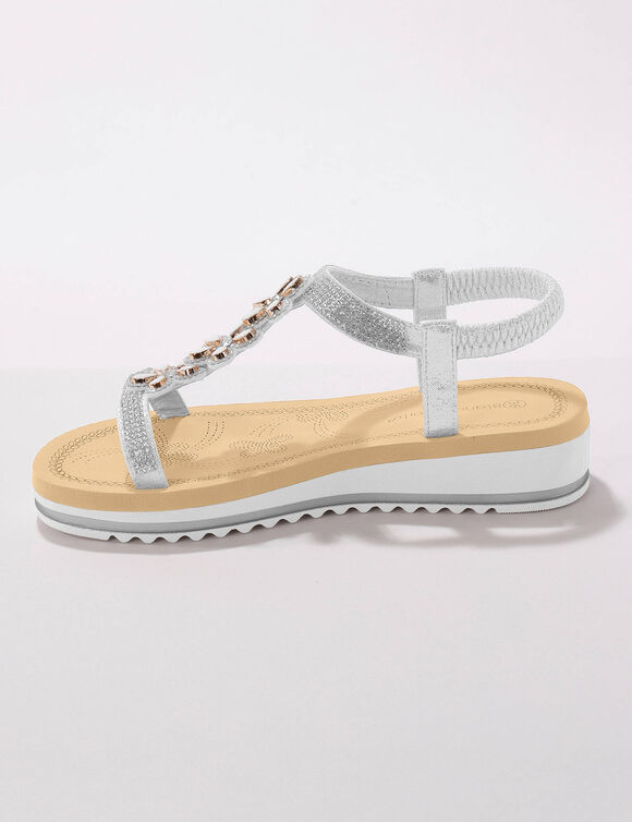 Juweelsandalen met doorloopzool (grijs)