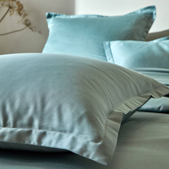 Linge de lit satin uni (vert grisé)