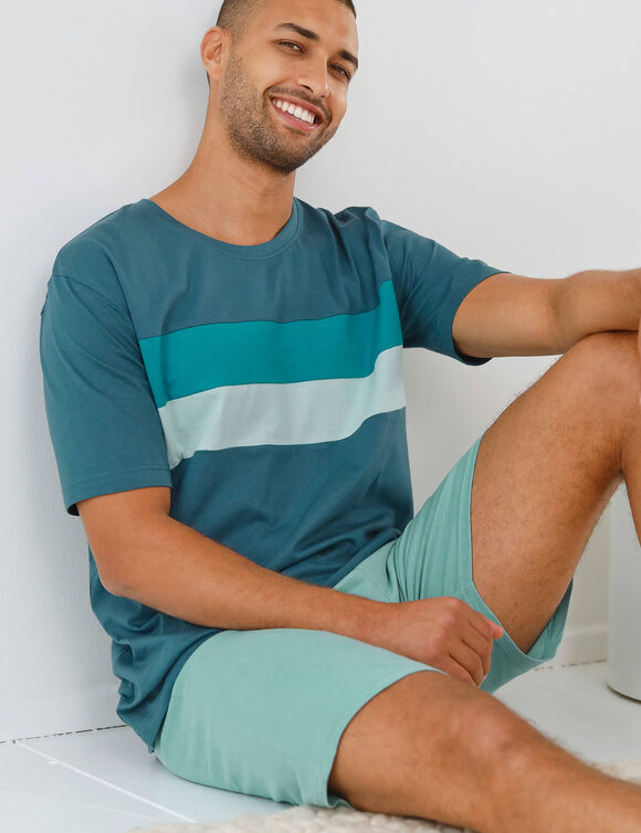 T-shirt pyjama manches courtes (bleu gris&eacute;)