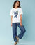 T-shirt met korte mouwen en geplaatste print, kleine lengtes (wit)
