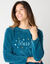 Lang nachthemd met geborduurde sterren, fleecetricot (eendenblauw)