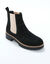 Chelsea boots in splitleer, dikke, geribbelde zool (zwart)