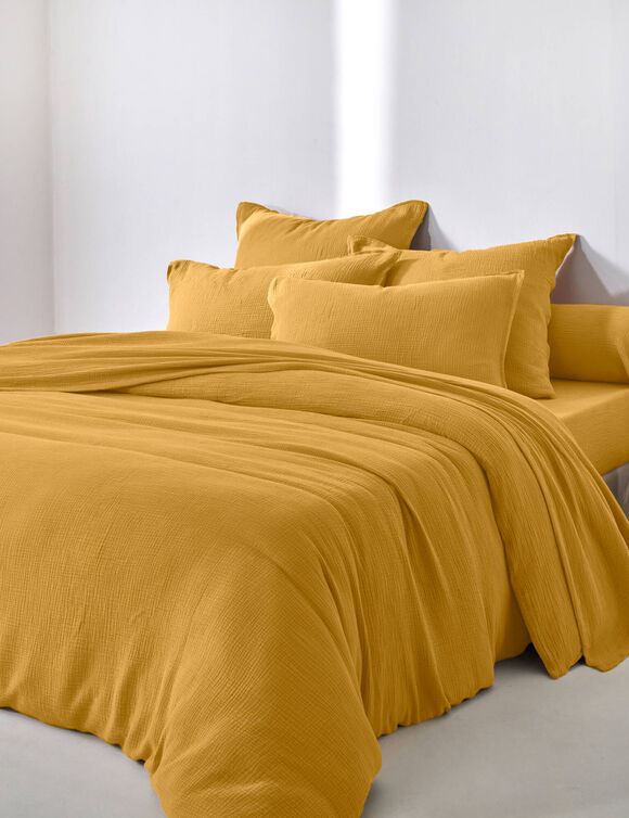Linge de lit uni - double gaze de coton (miel)