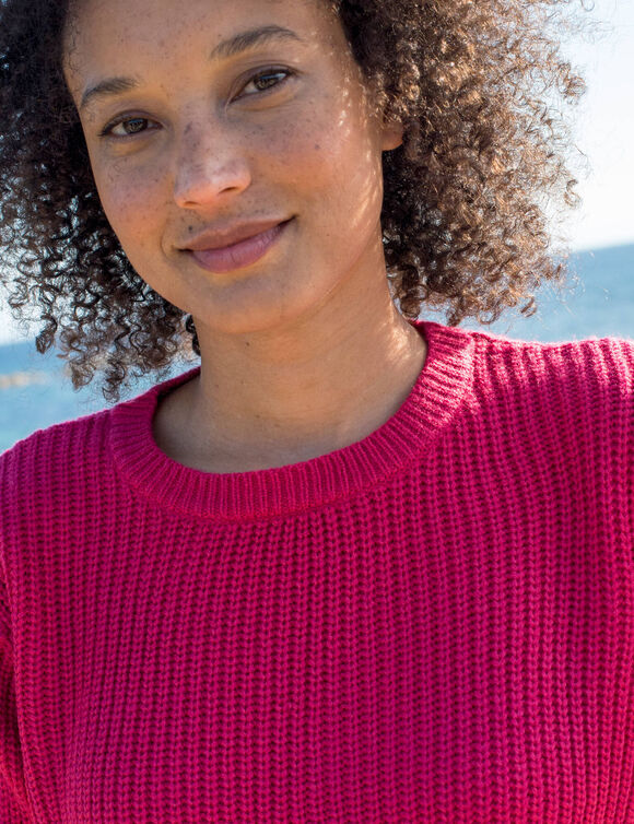 Pull col rond maille anglaise (framboise)