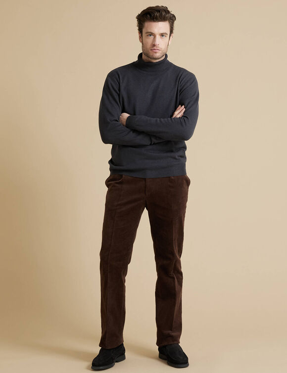 Pull col roulé en laine mélangée (anthracite)