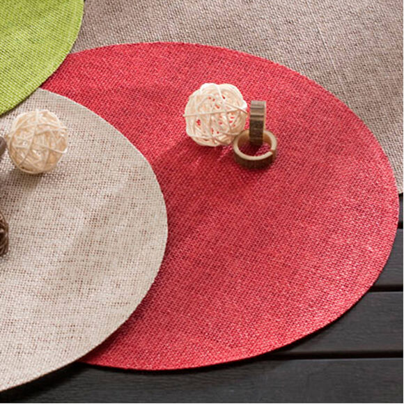 Set de table rond bambou - Lot de 4 (rouge)