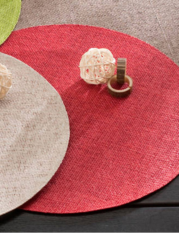 Ronde placemat in bamboe - Set van 4 (rood)