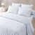 Linge de lit ray&eacute; en seersucker (blanc / bleu)