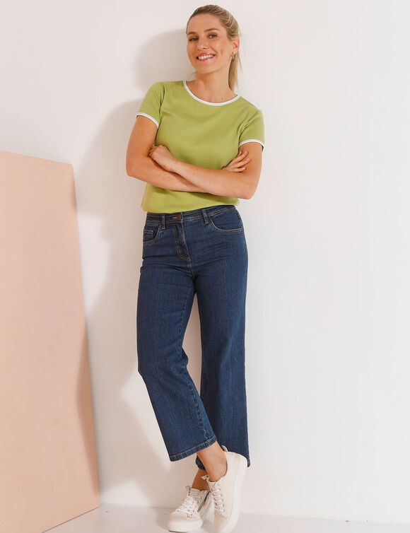 T-shirt bicolore manches courtes  (vert tilleul)