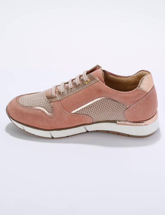 Baskets zippées et à lacets en cuir (blush)
