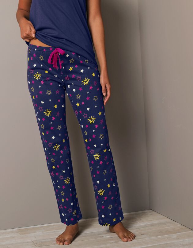 Pyjamabroek met sterrenprint Estrella - katoen (marine)