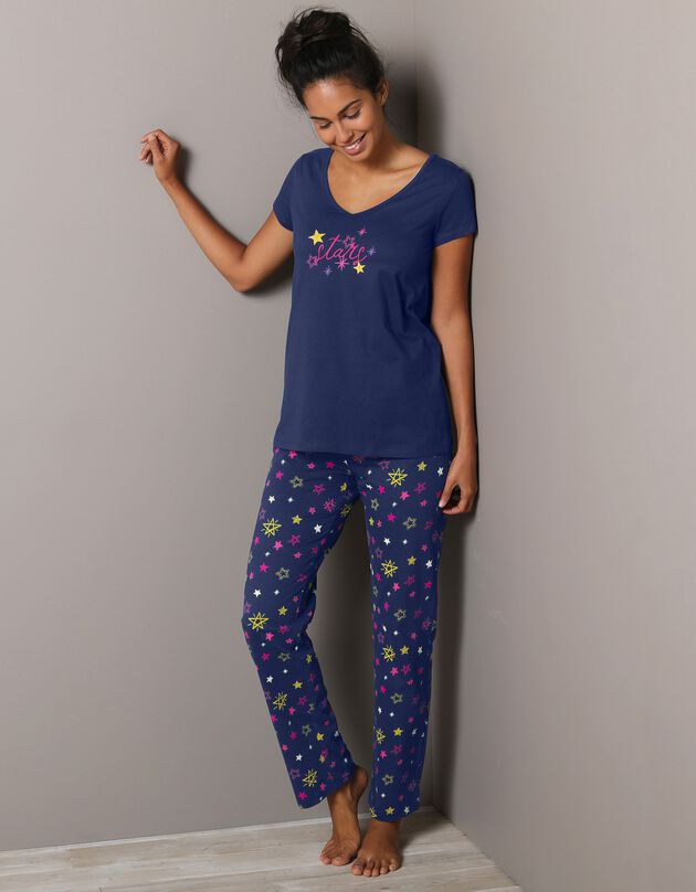 Pyjamabroek met sterrenprint Estrella - katoen (marine)