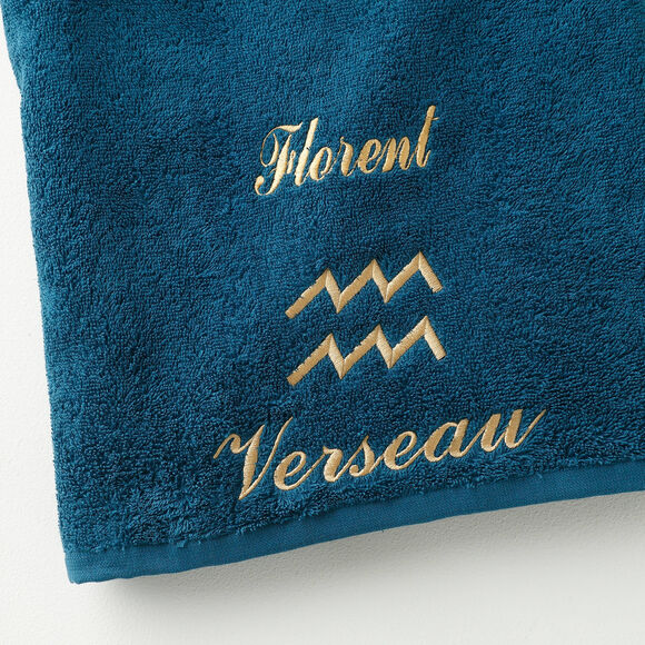 Serviettes de bain VERSEAU personnalisable - 420g/m2 (bleu paon)