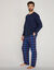 Pyjama van jersey en geruwde flanellen stof (blauw / bordeaux)