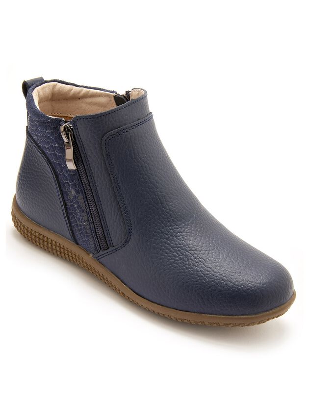 Boots double zip - semelle confort amovible PÉDICONFORT (bleu)