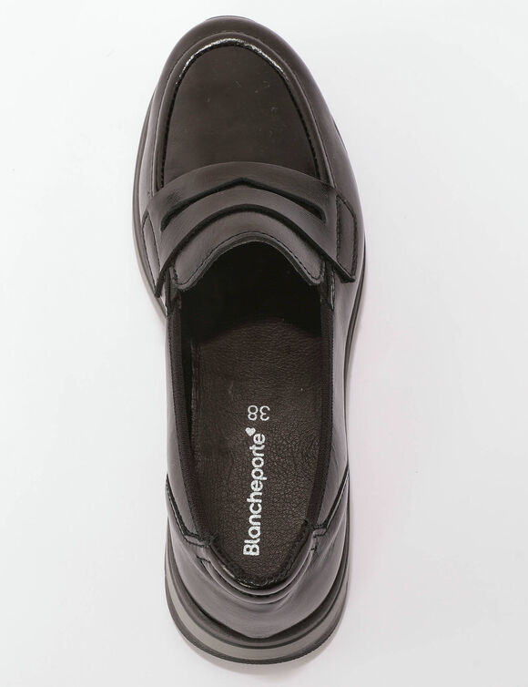 Mocassins met sleehak, extra brede breedte (zwart)