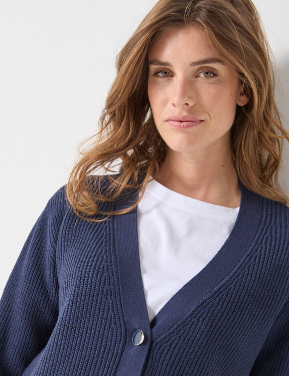 Long gilet boutonné  (bleu encre)