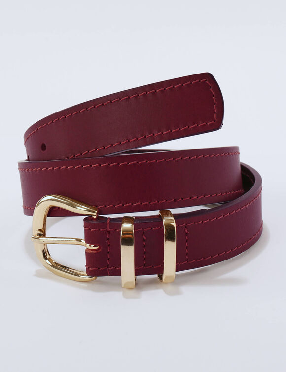 Leren riem met gesp (bordeaux)