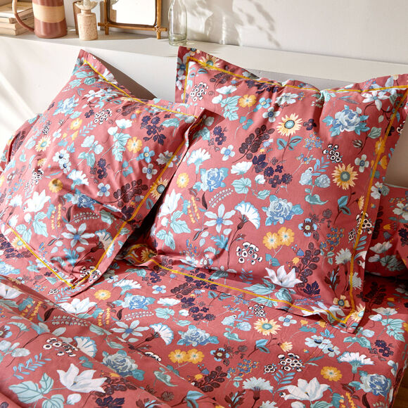 Bedlinnen Kelly in katoen met bloemenprint (rozenhout)