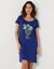 Kort nachthemd met korte mouwen en rozettenmotief (felblauw)