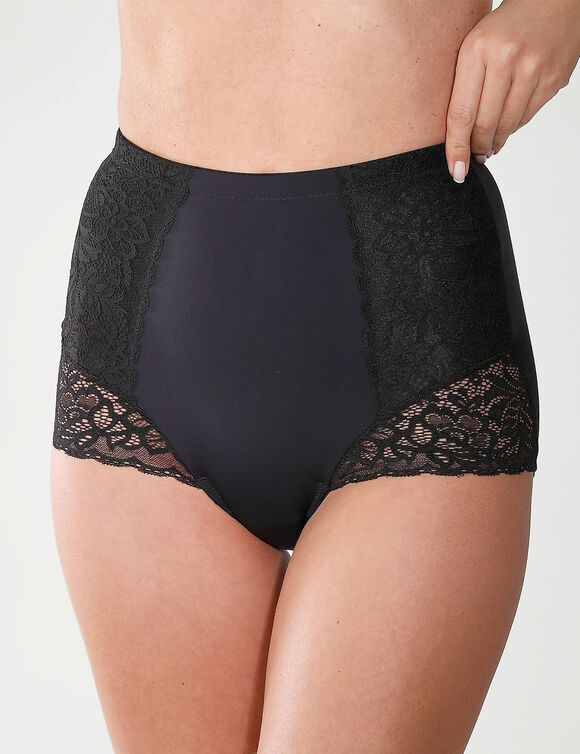Gaine affinante plastron dentelle - maintien  (noir)