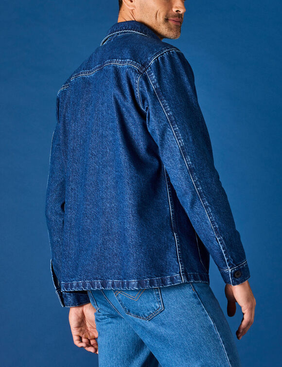 Veste worker boutonn&eacute;e 3 poches jean coton (stone)