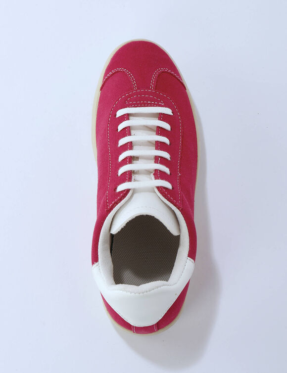 Baskets vintage croûte de cuir colorées (fuchsia)