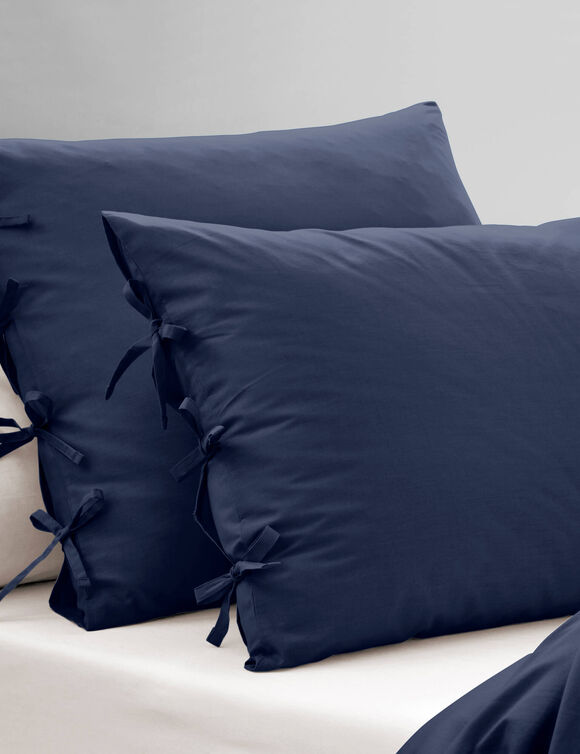 Linge de lit uni - percale de coton 72 fils/cm&sup2; (bleu encre)