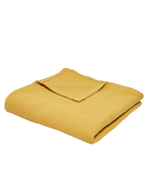 Sprei voor zitbank of effen plaid in bijenraattricot - katoen (oker)